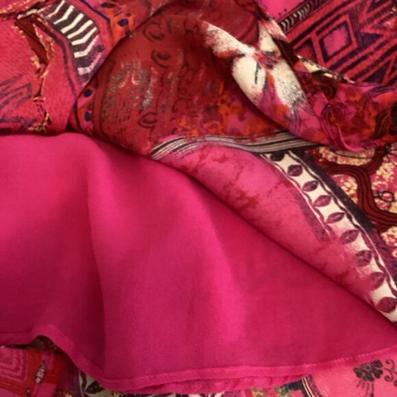 Chicos Whimsical Hawaiian print Silk Floaty A Line Skirt Size 8 - Picture 12 of 13